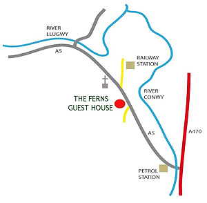 Schematic map of Betws y Coed